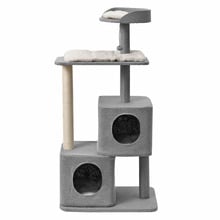 Wabi Sabi Faux Linen Double Cubby Cat Tree